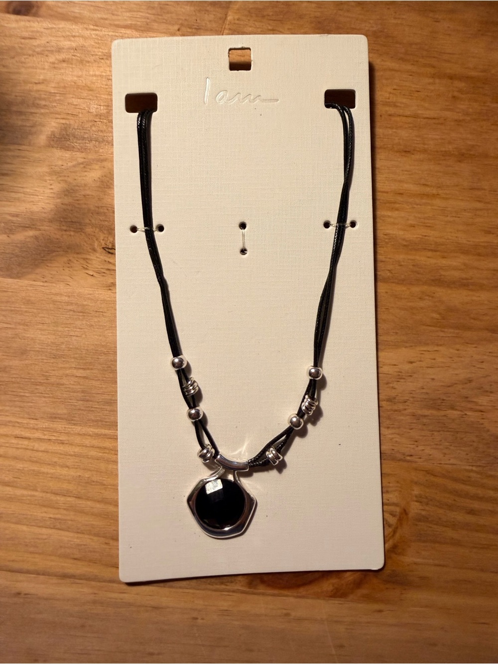 Black Pendant Necklace with Silver Accents - Women Jewelry